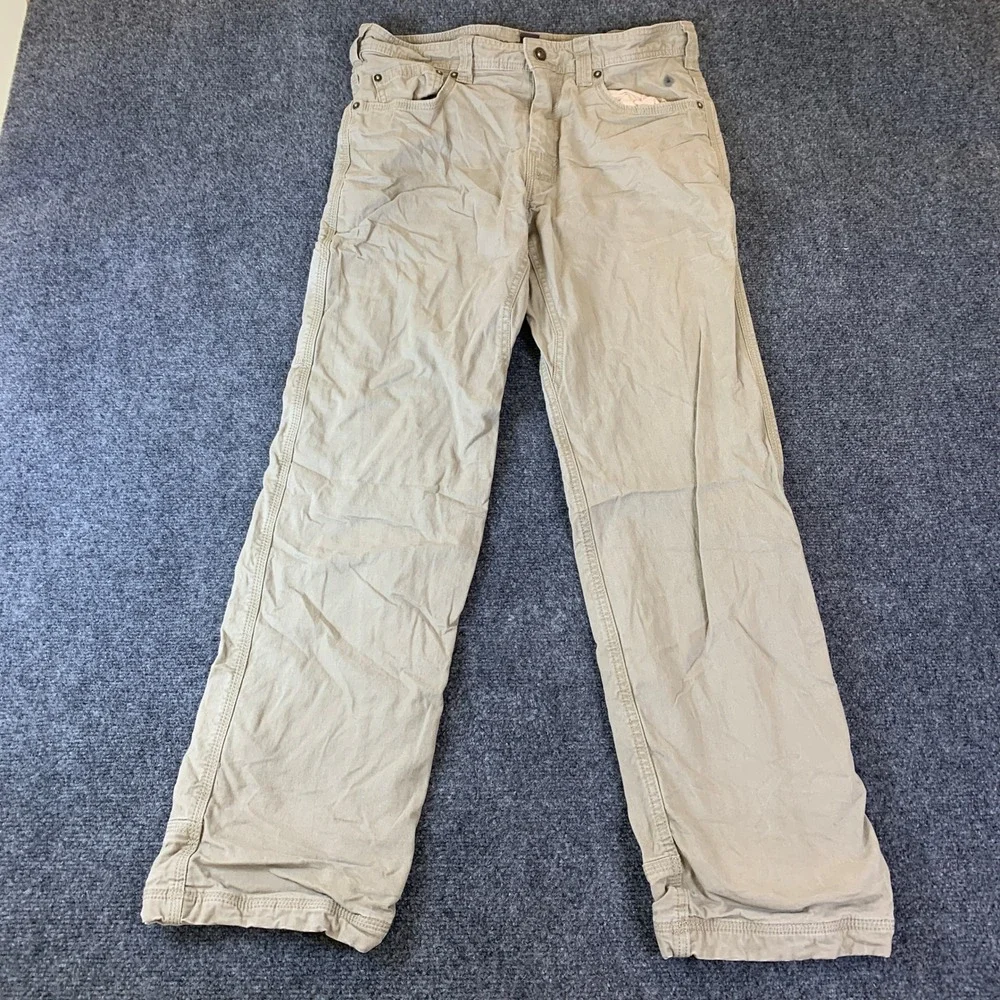 Prana Carpenter Pants Mens 32x30 Khaki Flannel Lined Insulated Workwear Gorpcore